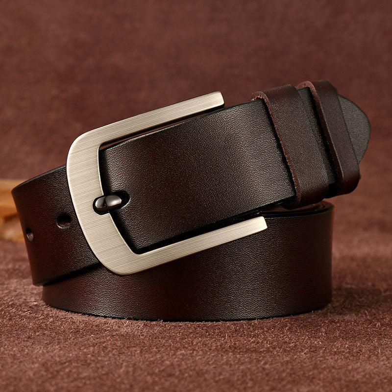 Wholesale Genuine leather belt men' s pin buckle youth retro casual jeans